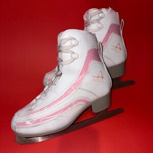 American White & Pink Women's Figure Ice Skates kid size 3